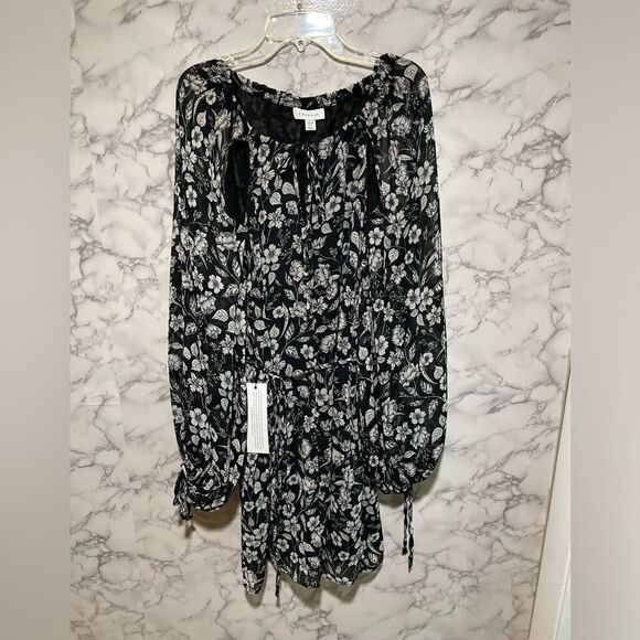 TOPSHOP Floral Cutouts Balloon Sleeve Dress - Picture 5 of 16